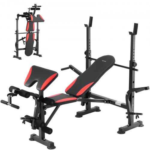 VEVOR adjustable weight bench for full-body workouts, supports up to 660lbs, ideal for home gym strength training and sit-ups
