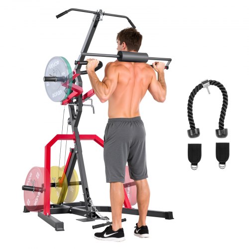 VEVOR Home Gym with 2:1 Ratio LAT Low Row System for Strength Training, Ideal for Squats, Deadlifts, Bench Press, and Bicep Curls