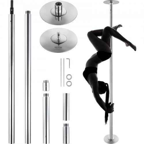 VEVOR Professional Dance Pole, Rotating/Static Pole Kit, Portable Detachable Stainless Steel Pole, 45mm Heavy-Duty, Adjustable Height