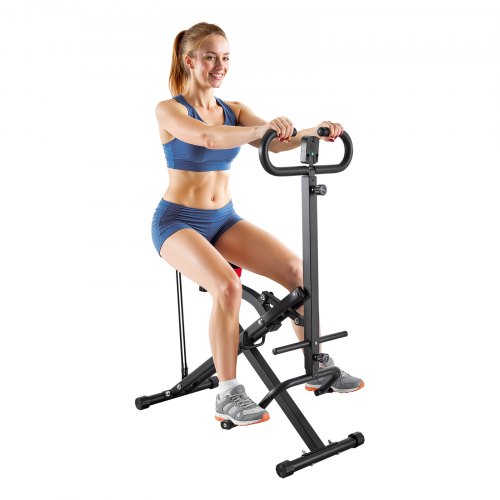 VEVOR Squat Machine for home use, easy to set up and fold, featuring 2 high-strength resistance bands for glute training