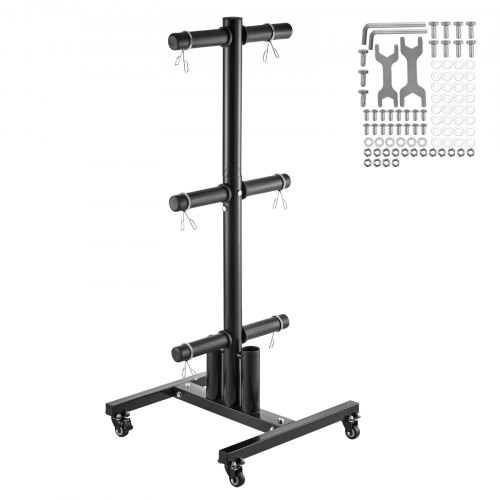 VEVOR vertical weight plate rack for 2-inch plates, mobile standard tree with 1000 lbs capacity