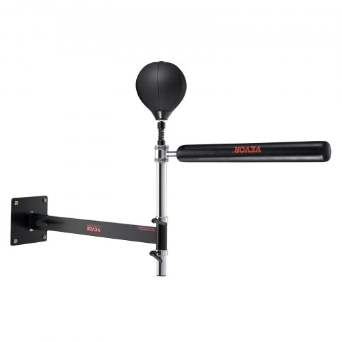 VEVOR Wall-Mounted Spinning Boxing Bar with Punching Ball, Adjustable Speed Trainer, Reflex Bar and Gloves