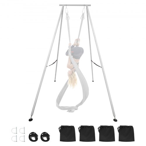 VEVOR Yoga Stand Frame, 9.6 ft Swing Stand, 551.2 lbs Capacity Triangular Aerial Rig, Silk Stand for Yoga Lovers, Non-Slip Base