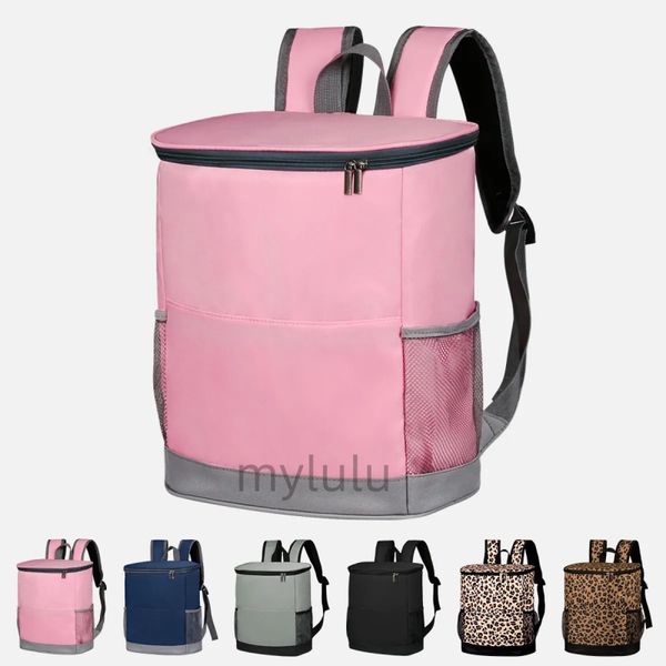 Waterproof insulated thermal backpack cooler for camping and travel with leopard print design