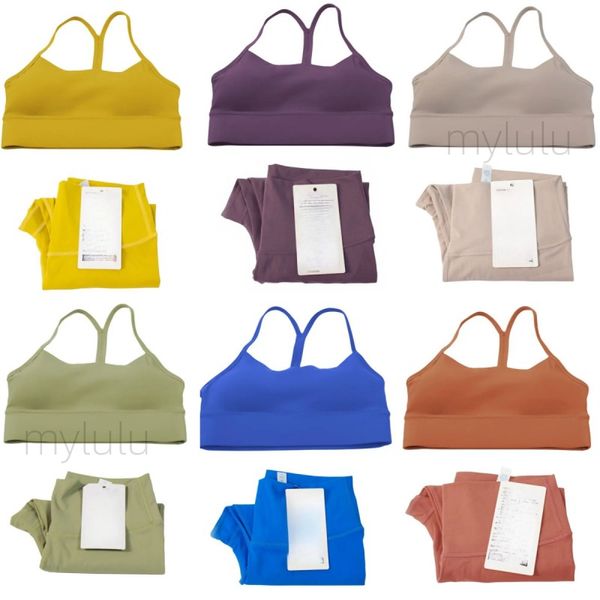Women's 2-piece yoga set with U/Y-back bra top and high-waisted workout leggings for gym and jogging