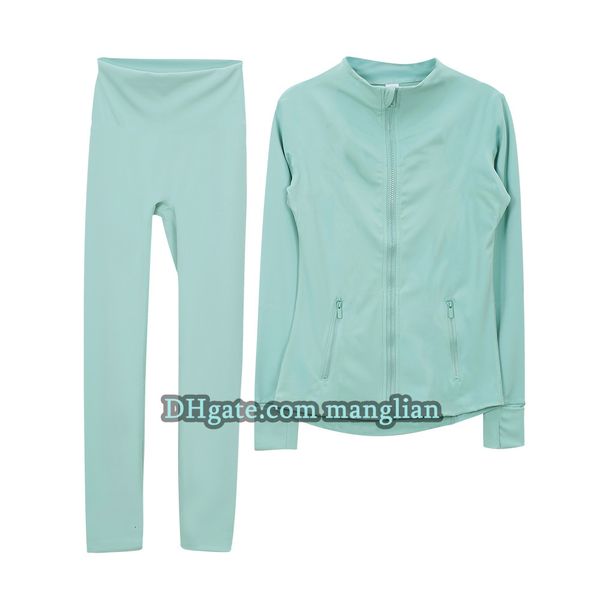 Women's 2-Piece Yoga Set with Zip-Up Jacket and Slim Fit Leggings for Fitness and Daily Wear