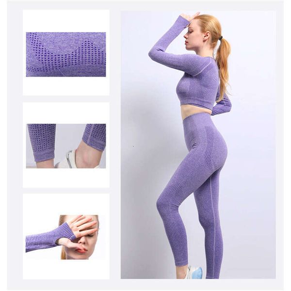 Women's 5-piece seamless yoga set for gym and workout, including leggings and top for sports training