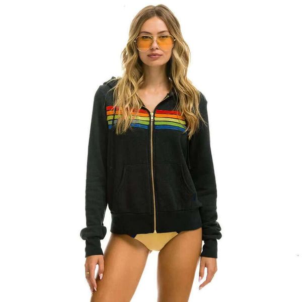 women's and unisex aviator nation 5-stripe zip hoodie, long-sleeve zip-up sweatshirt for women and boys, stylish streetwear