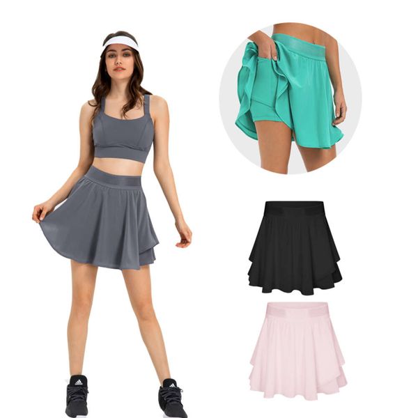 Women's athletic pleated tennis skirt with high waist and elastic yoga design