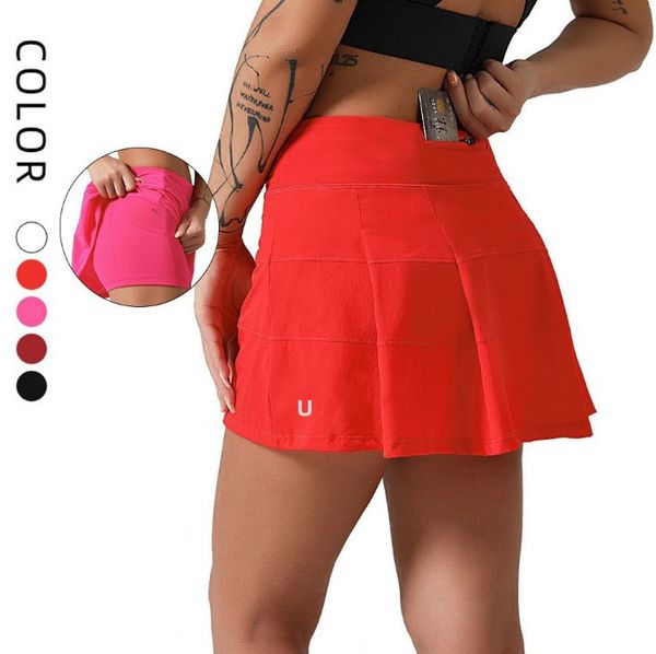 Women's Athletic Yoga Skirt UU-393 with Zipper and Pleats for Tennis and Fitness, Anti-Exposure Design
