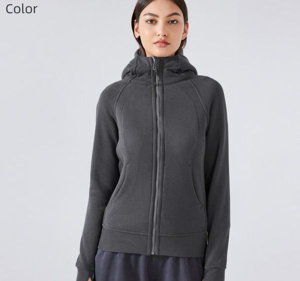 Women's cozy plush hooded sweater jacket for yoga and casual wear