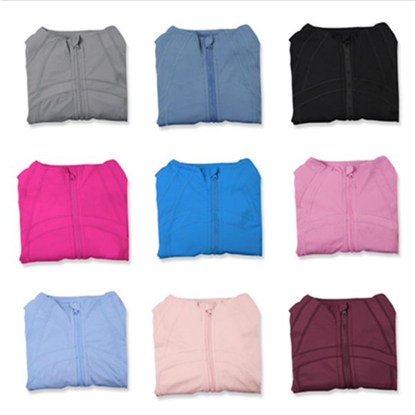 Women's fitted long-sleeve yoga jacket with zipper, solid color quick-dry sports top for waist training