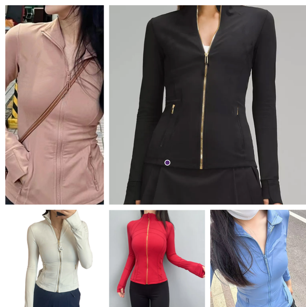Women's gold zippered slim-fit sports jacket for yoga and running, featuring long sleeves, breathability, and high elasticity
