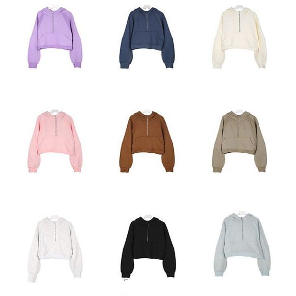 Women's Half-Zip Fleece Pullover with Hood, Pockets, and Thumbholes