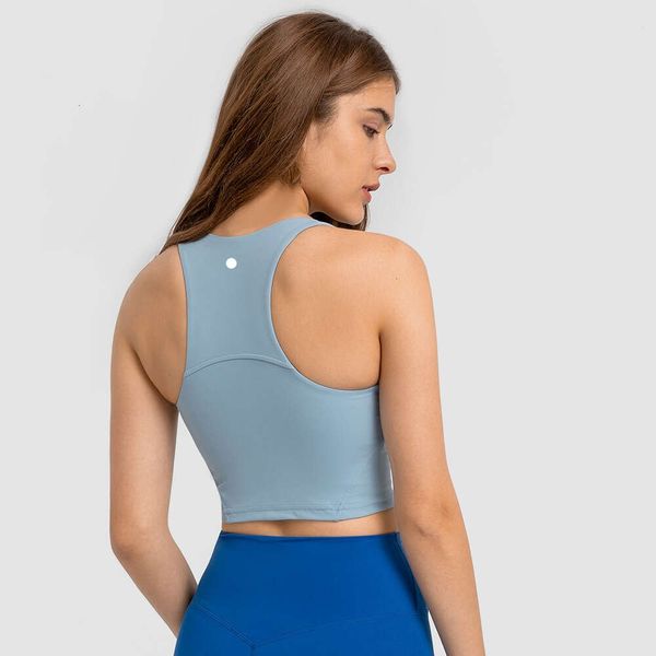 Women's High Neck Sports Bra with Built-in Support - Racerback Workout Tank for Yoga and Running