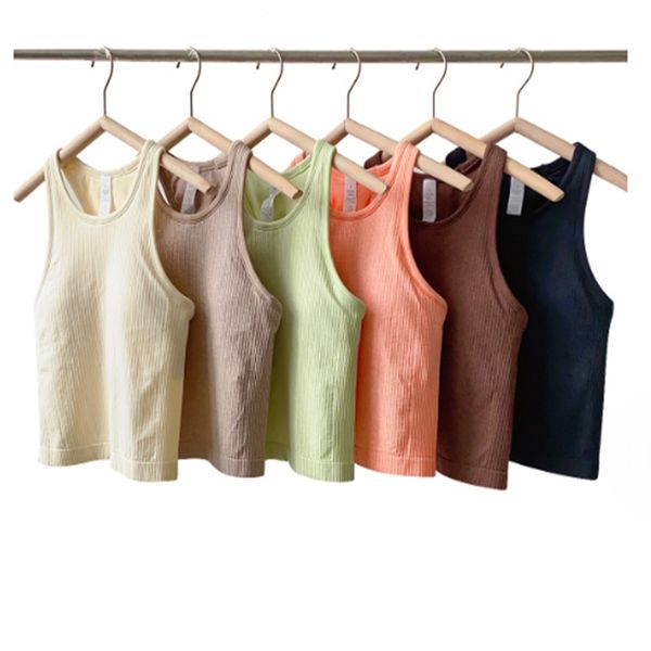 Women's high-elastic ribbed EBB sports yoga tank top with herringbone back, chest cushion, and quick-drying nude short underwear