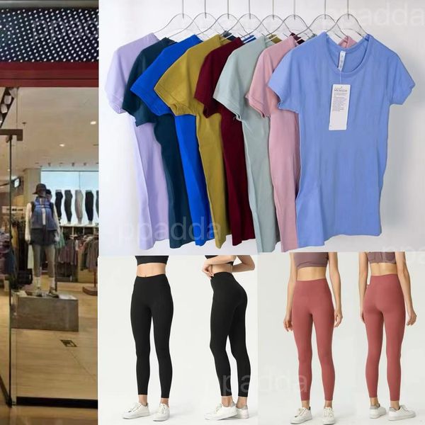 Women's High-Elastic Yoga T-Shirts and Pants with Short/Long Sleeves - Breathable, Quick-Dry Seamless Activewear for Running and Yoga