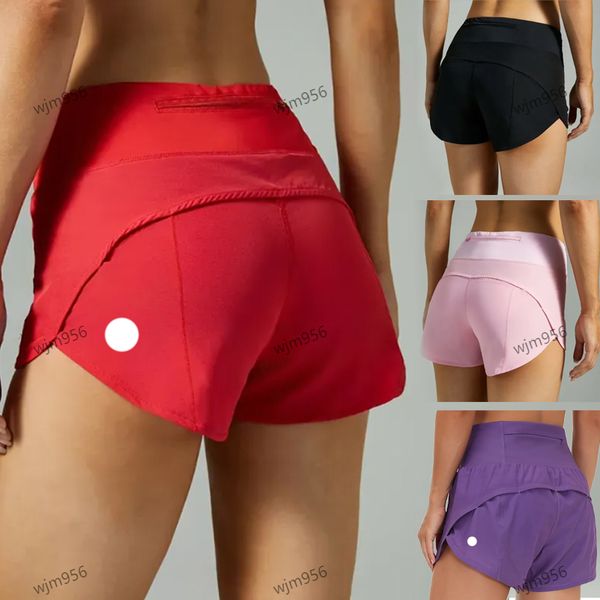 Women's high-rise yoga shorts with lining, quick-dry loose fit for running, featuring back zipper pockets