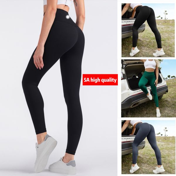 Women's High-Waisted Lycra Yoga Leggings with Push-Up Fit, Cropped Soft Align Sports Pants for Running and Training