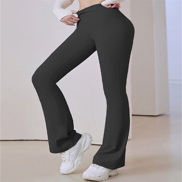 Women's high-waisted summer yoga leggings with flared bottom for figure-flattering compression during sports