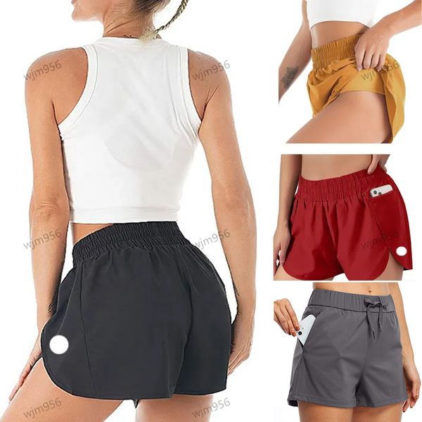 Women's high-waisted yoga jogging shorts with quick-dry lining and pocket for active workouts