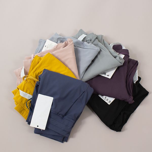 Women's high-waisted yoga pants with drawstring, stretchy for training, running, sports, and fitness, featuring pockets