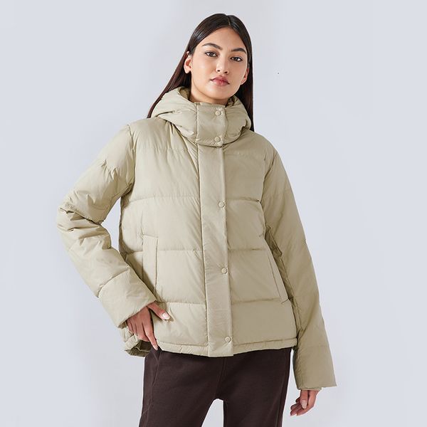 Women's Hooded Duck Down Yoga Jacket for Winter - Oversized Long Puffer Coat