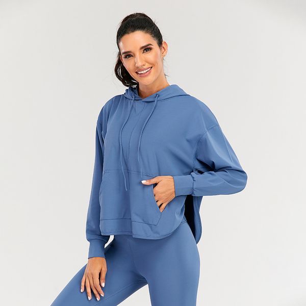 Women's hooded jacket shirts for running, long-sleeve casual outfits, autumn and winter sportswear, gym fitness coats in 7 colors