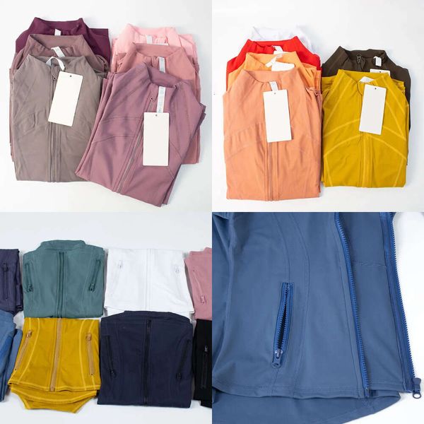 Women's Lemon Yoga long-sleeve Jacket Outfit in solid nude color for sports, waist shaping, jogging, and lady's sportswear