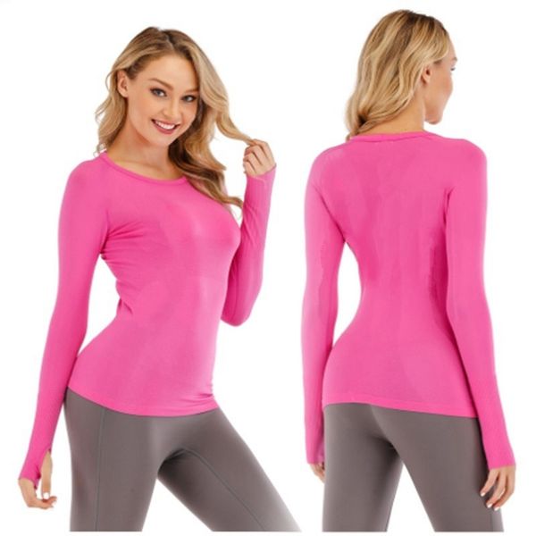 Women's long-sleeve yoga sports shirt with high elasticity, breathable and quick-drying for fitness and running