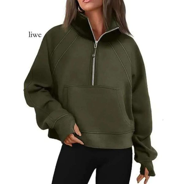Women's Lululemon Scuba Hoodie Half Zip - Autumn/Winter Gym Jacket with Plush Lining and Relaxed Fit