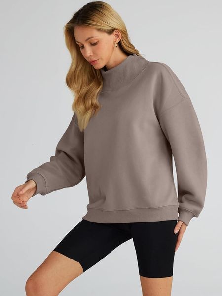 Womens oversized sweatshirt with turtleneck, long sleeves, and hood for fall 2024 outfits