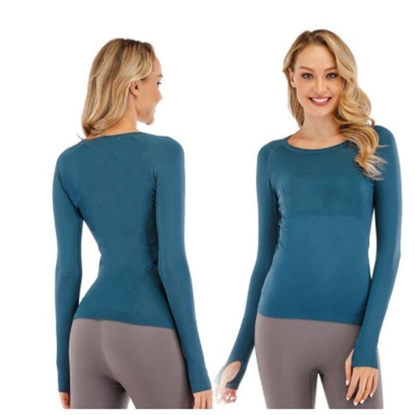 Women's short-sleeve solid color shirt, lightweight quick-dry breathable fitness yoga slim-fit long-sleeve top