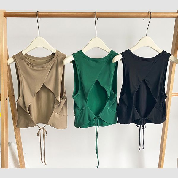 Women's sleeveless summer vest for yoga, gym, and sports with a loose cross-back design