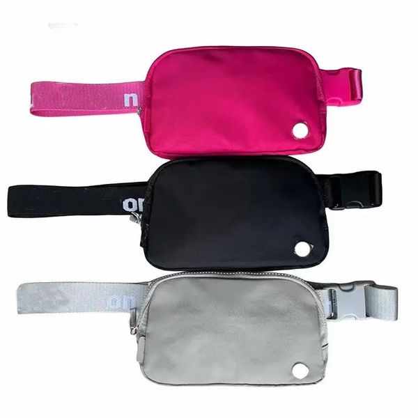 Women's sporty nylon waist pack with 1L capacity, embroidered letter design, perfect for yoga and outdoor activities