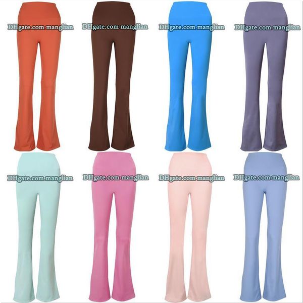 Women's stretchy flared yoga pants with sculpting fit and flatlock seams, plus a comfy elastic waistband for pilates and workouts
