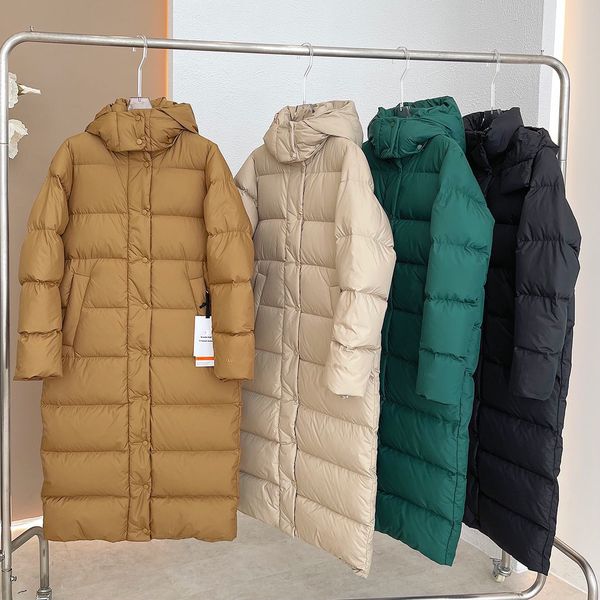 Women's stylish hooded yoga down jacket with reversible zipper for winter