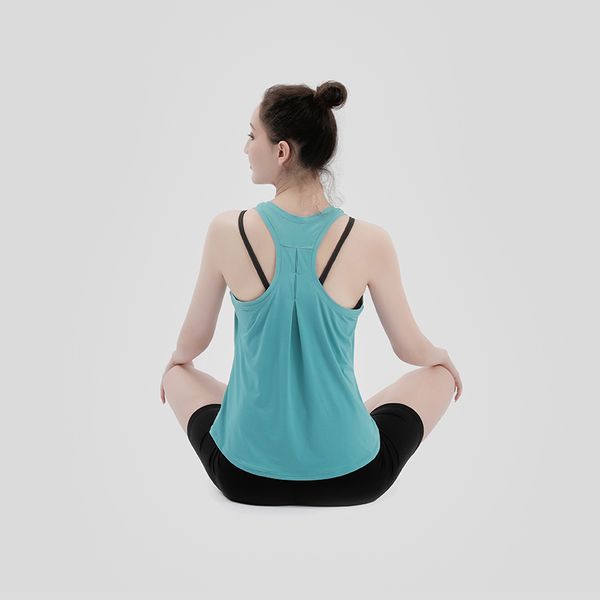 Women's stylish open-back vest, solid yoga top with racerback design for workouts and sports