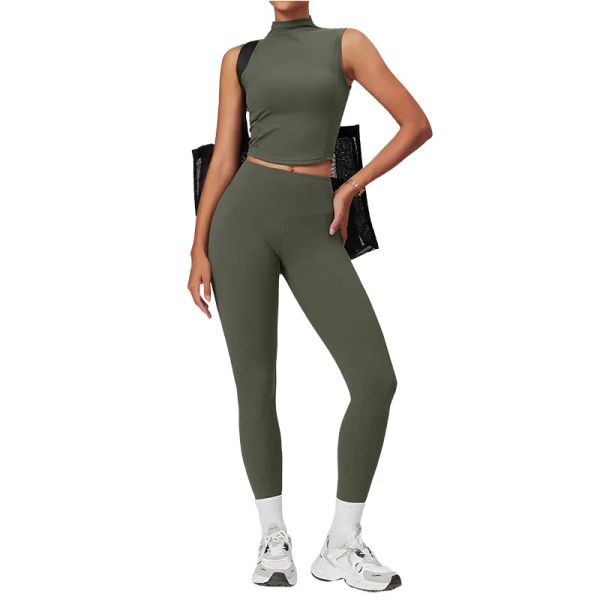 Women's stylish yoga set featuring a casual short skirt, vest, and milled tight fit for slim beauty and comfortable fitness wear