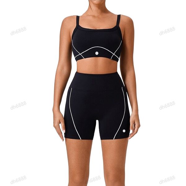 Women's Summer Yoga Set - Casual Sports Bra & Shorts in White/Nude for Outdoor Activities with Shockproof Support