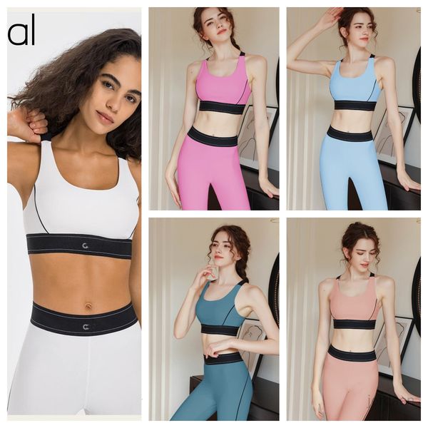 Women's summer yoga set with adjustable shoulder straps, shockproof sports bra, elastic waist training pants, and activewear