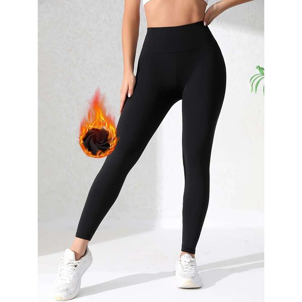 Women's thermal fleece high-waisted leggings, warm thick winter workout tights, soft yoga pants