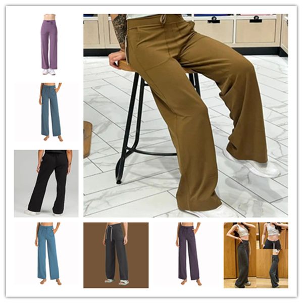 Women’s wide-leg yoga pants with pockets, comfy high-waisted stretch sweatpants, loose flared design, top 2024 seller