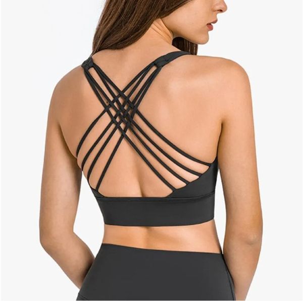 Women's yoga bra alignment tank with removable padding for fitness and gym wear
