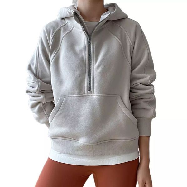 Women's Yoga Hoodies with Half Zipper - Fleece Gym Tops for Activewear and Loose Workout Pullovers