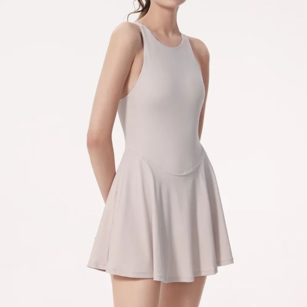 Women's yoga outfits, ladies' golf dresses, cheerleader and tennis one-piece dresses, sleeveless, form-fitting, lined shorts, quick-drying and breathable