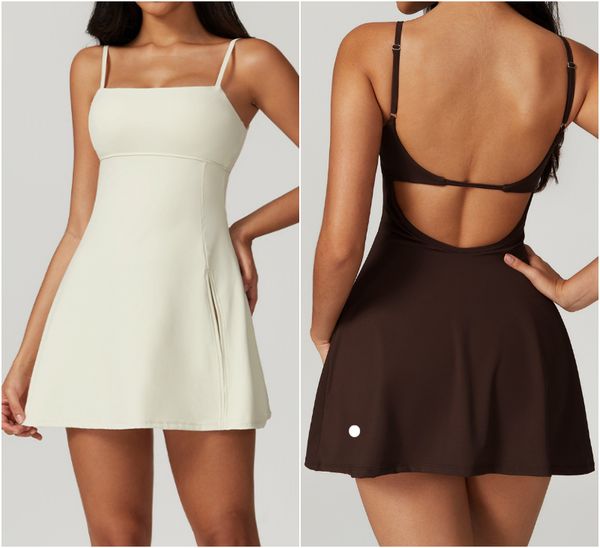 Women's yoga outfits, tennis dresses for ladies, cheerleader one-piece dresses with sleeveless lining, safety pants, and fast-drying bandage fabric