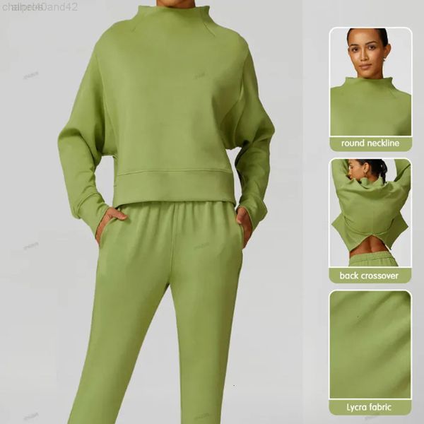 Women's Yoga Set with Sweater and Long Pants - Sporty Pullover Sweatpants Round Neck Tracksuit for Casual Autumn and Winter Wear, New Arrivals