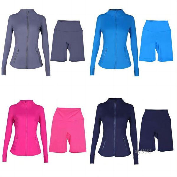 Women's Yoga Sets featuring jackets, shorts, leggings, and push-up fitness outfits with high-waist sports jackets, zip-up coats, and elastic sportswear