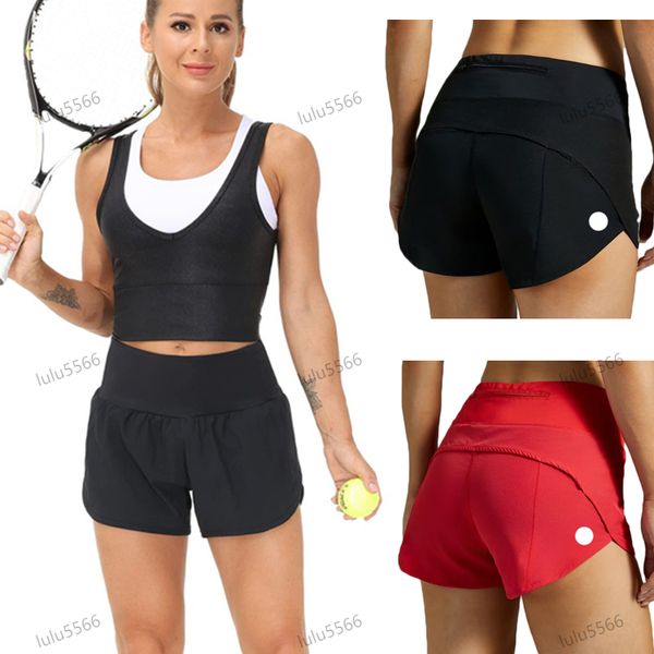 Women's yoga shorts with pockets, elastic waistband, and drawstring for fitness and running workouts
